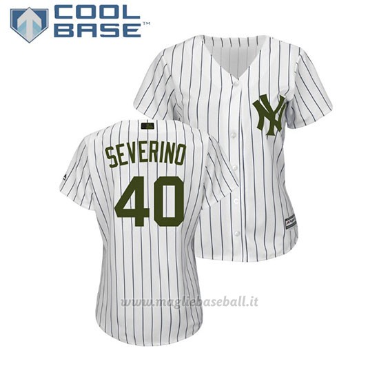 Maglia Baseball Donna New York Yankees Luis Severino 2018 Dia de los Caidos Cool Base Bianco
